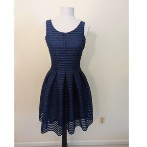 AQUA Navy Blue Mesh Eyelet Sleeveless Dress Size S